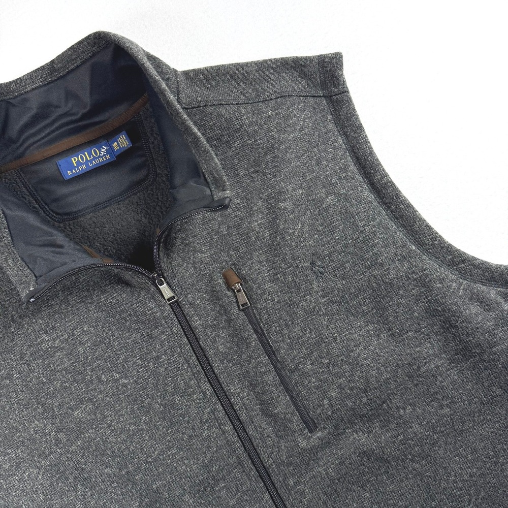 Polo Ralph Lauren Mens Gray Sweater Fleece Full Zip Vest Big & Tall 3XB 3TG